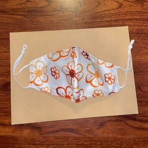 Women’s Orange and White cotton floral printed design face mask brand new!!
